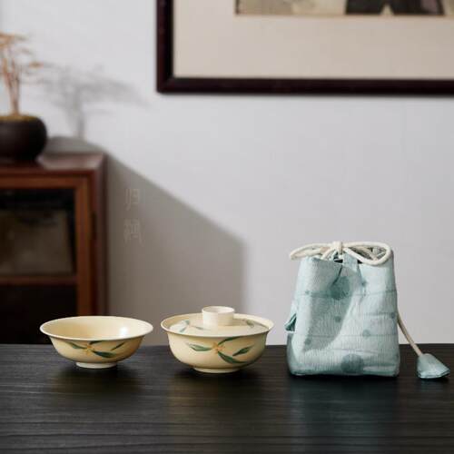 归鸿桂花宝宝盖碗套装手工泡茶碗便携旅行功夫茶具高档茶杯牧渔
