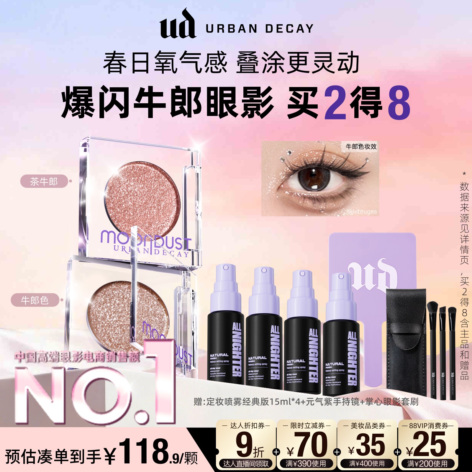 【达人直播间】urbandecay衰败城市ud牛郎眼影高光亮片钻石狗礼物