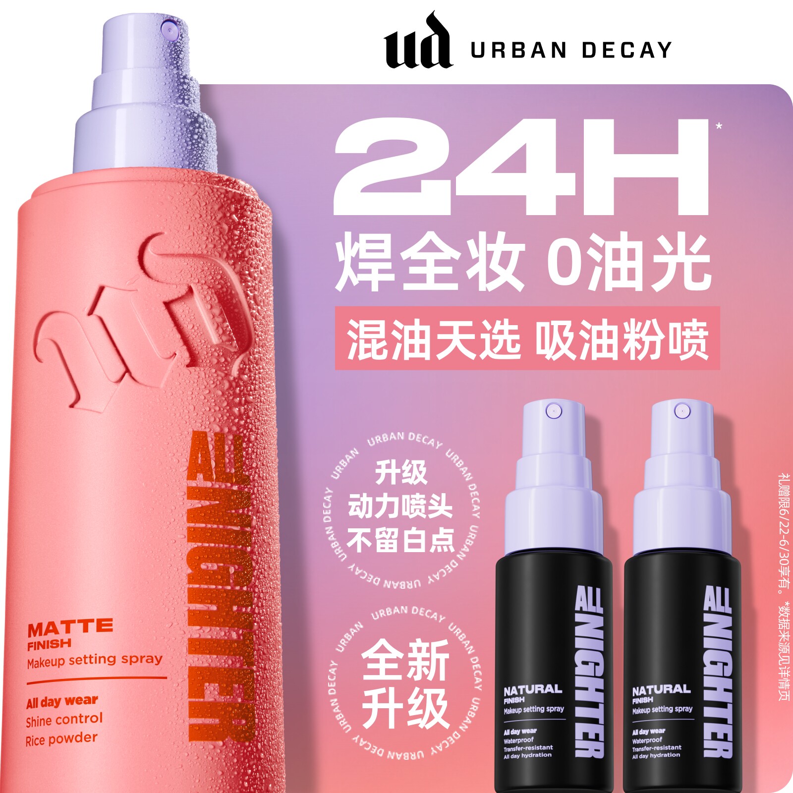 urbandecay衰败城市ud定妆喷雾哑光油皮持久防水新版正品粉色官方 - 实物图