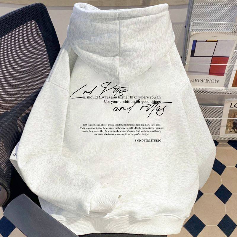 个性设计感字母印花连帽卫衣男学生秋冬2026情侣宽松休闲高街上衣