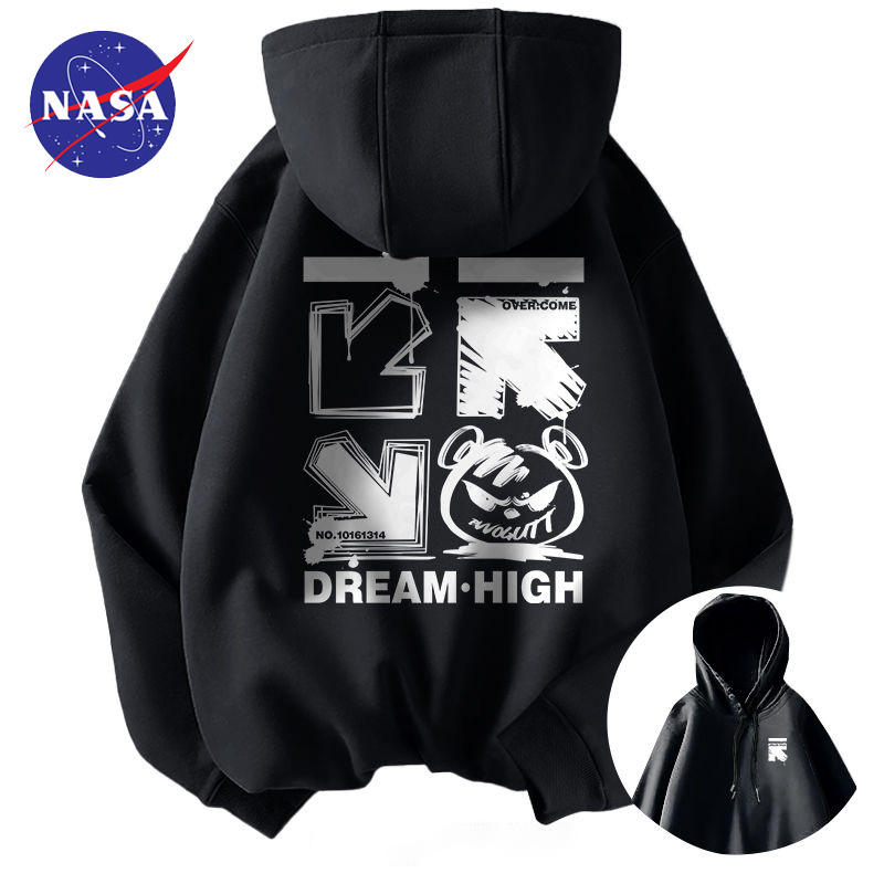 NASA美式印花连帽卫衣