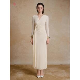 SELF系列V领垂褶长连衣裙定制 Arti Apparel越南品牌GENESIS