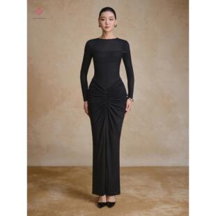 SELF系列船领褶皱长连衣裙定制 Arti Apparel越南品牌GENESIS