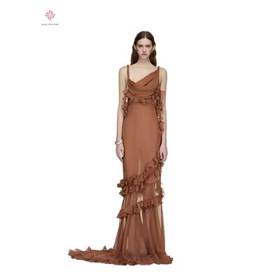 越南小众品牌荷叶边长连衣裙定制