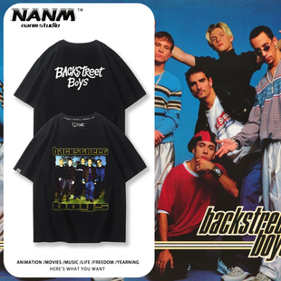 欧美怀旧复古印花短袖 backstreet boys后街男孩乐队t恤男女生夏季
