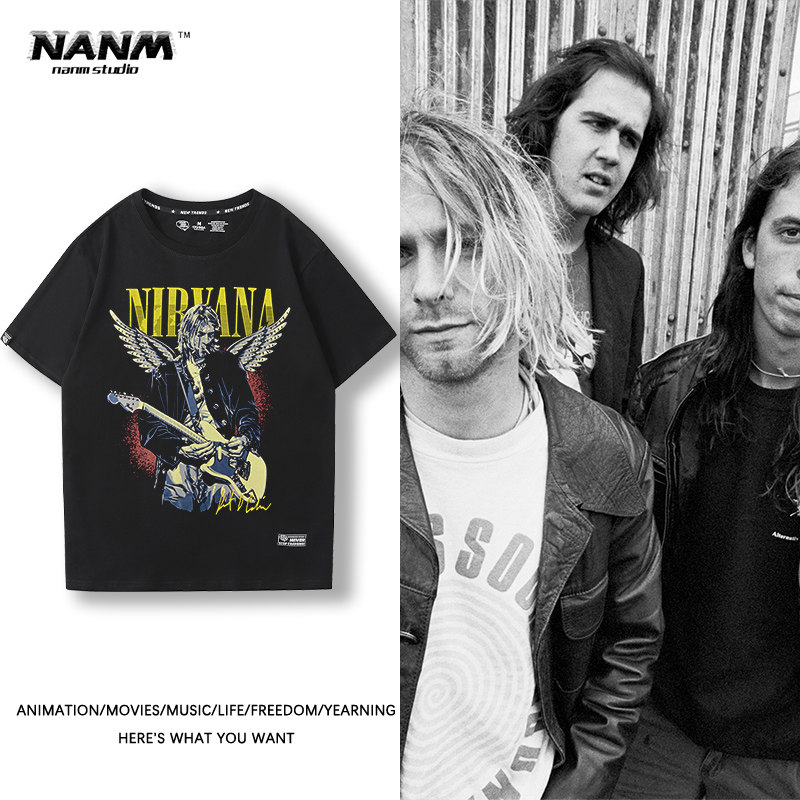 nirvana涅槃天使摇滚乐队短袖男女情侣款春夏新款纯棉百搭短袖潮