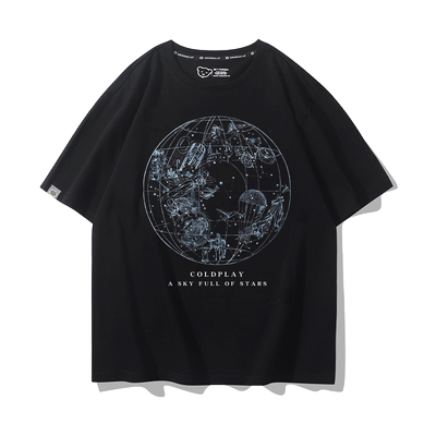 coldplay 酷玩乐队短袖T恤男女同款夏季纯棉极简潮流宽松摇滚半袖