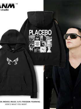 Placebo安慰剂工业摇滚乐队周边连帽卫衣男女秋冬加绒长袖上衣服