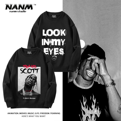 字母印花圆领卫衣男纯棉