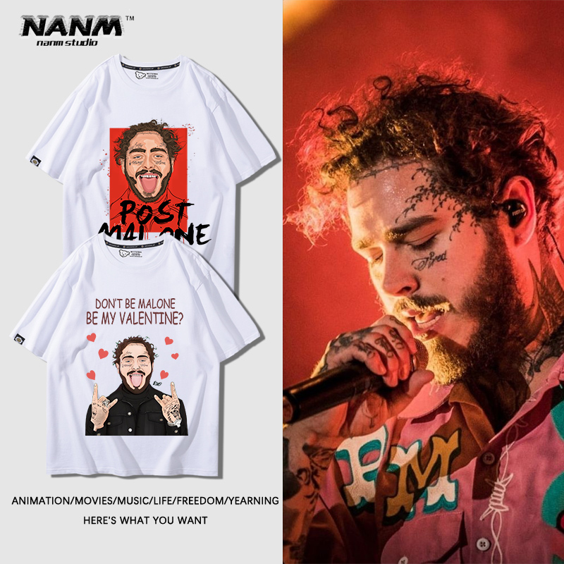 说唱歌手post malone波兹·马龙短袖t恤男夏季欧美街头纯棉半截袖