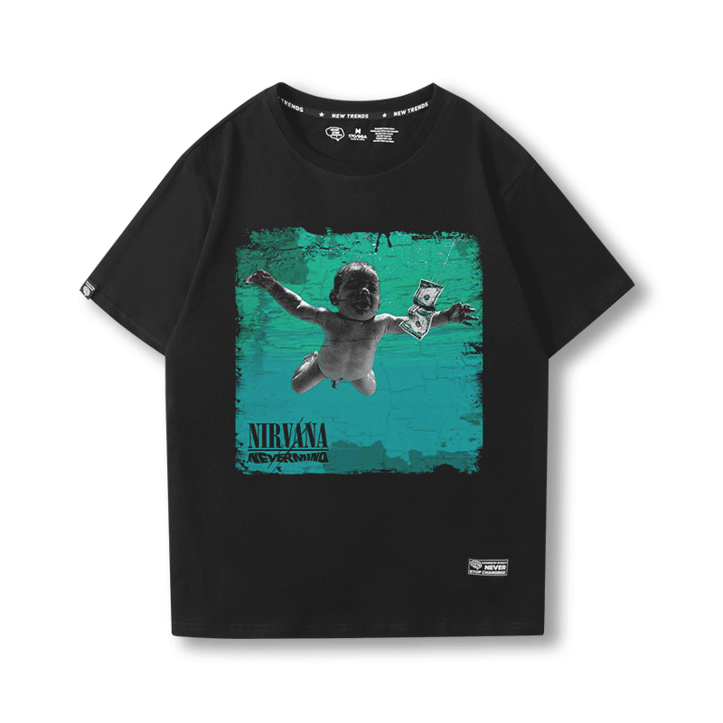 NIRVANA涅槃天使摇滚乐队短袖t恤男女情侣款春夏新款宽松纯棉半袖