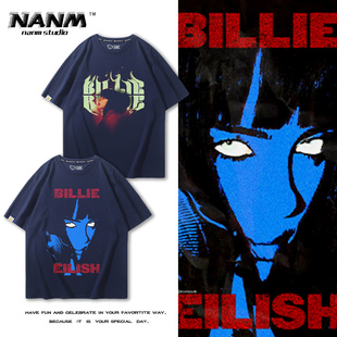 Billie Eilish 碧梨周边短袖T恤男女夏季纯棉街头潮牌慵懒风上衣