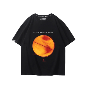 coldplay酷玩乐队短袖男女生夏季伦敦另类摇滚印花纯棉宽松半截袖