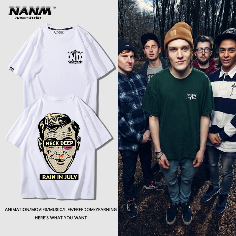 neck deep乐队短袖t恤男女夏季威尔士流行朋克摇滚宽松百搭半截袖