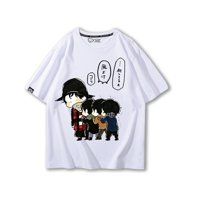 夏季纯棉街头潮流印花半截袖