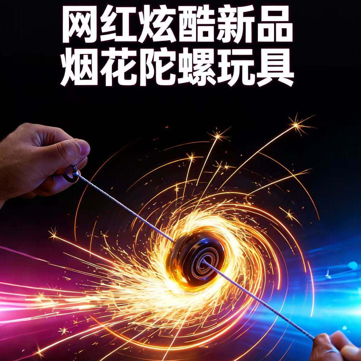 网红新款炫酷解压拉绳旋转陀螺拉线风火轮火花石儿童玩具男孩礼物