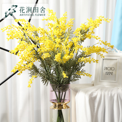 仿真花毛绒三叉樱花欧式金合欢相思豆田园风格装饰假花厂家