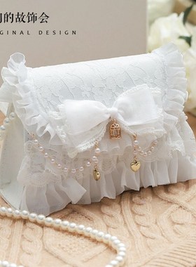 Japanese Elegant Lolita Handwork Cute Gentle Bag Lace Bowkn