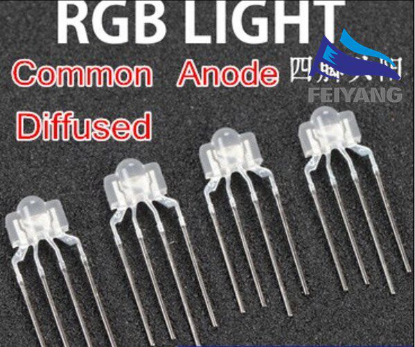 100PCS 3mm RGB led diffused 4-PIN multicolor dip led 2.6*3.5