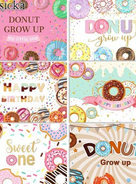 Mocsicka Donut Birthday Backdrop Girls Sweet Donut Grow Up