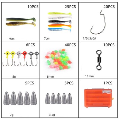 121Pcs/Set Fishing Bait Fishing Lure Set for Sea Rock Fsihin