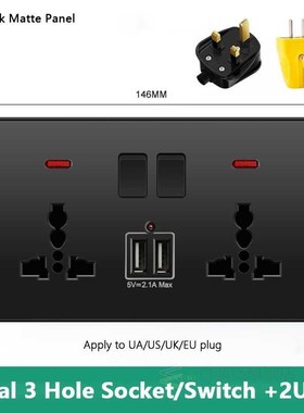 Wall Socket With Switch Black/White/Gray/Gold Plastic Embedd