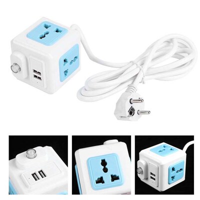 Multi Function 4 Outlet Dual USB Power Strip Power Socket O