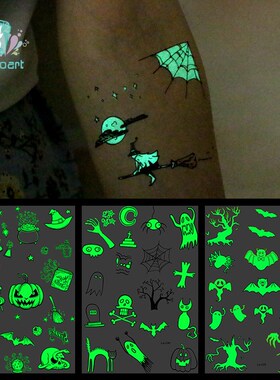 Rocooart Halloween Luminous Tattoo Ghost Taty For Kids Fake