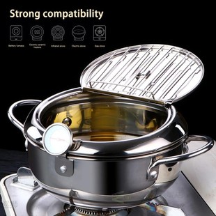 Kitchen Deep Frying Pot Temperature Controllable Fryer Pan M