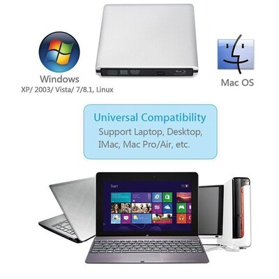 External Blu Ray DVD Drive 3D SB 3.0 Portable Bluray DVD CD