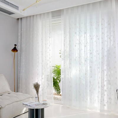 CITYINCITY White Embroidered Curtains for Living room Pasto