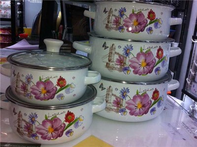 5 Pots Casseroles Set 1-5L Enamel Cooking Pots set Stew Soup