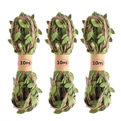 10M/Set Artificial Leaf Natural Hessian Jute Twine Rope Burl
