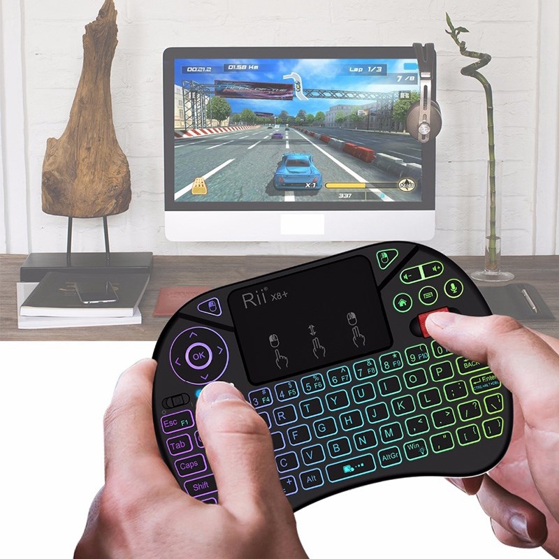 Rii X8+ RGB 2.4G Wireless Keyboard with Touchpad Voice Searc