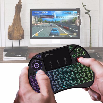 Rii X8+ RGB 2.4G Wireless Keyboard with Touchpad Voice Searc