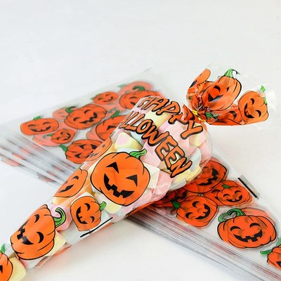 100Pcs Halloween Cone Bag Pumpkin Bat Spider Triangle-shape