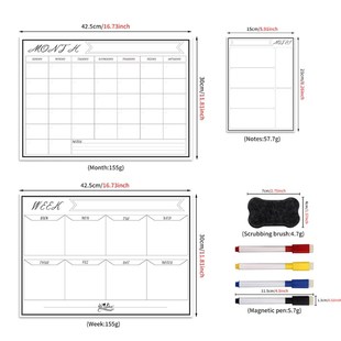 Erasable Magnetic White Board Kit Weekly Monthly Schedule Pl