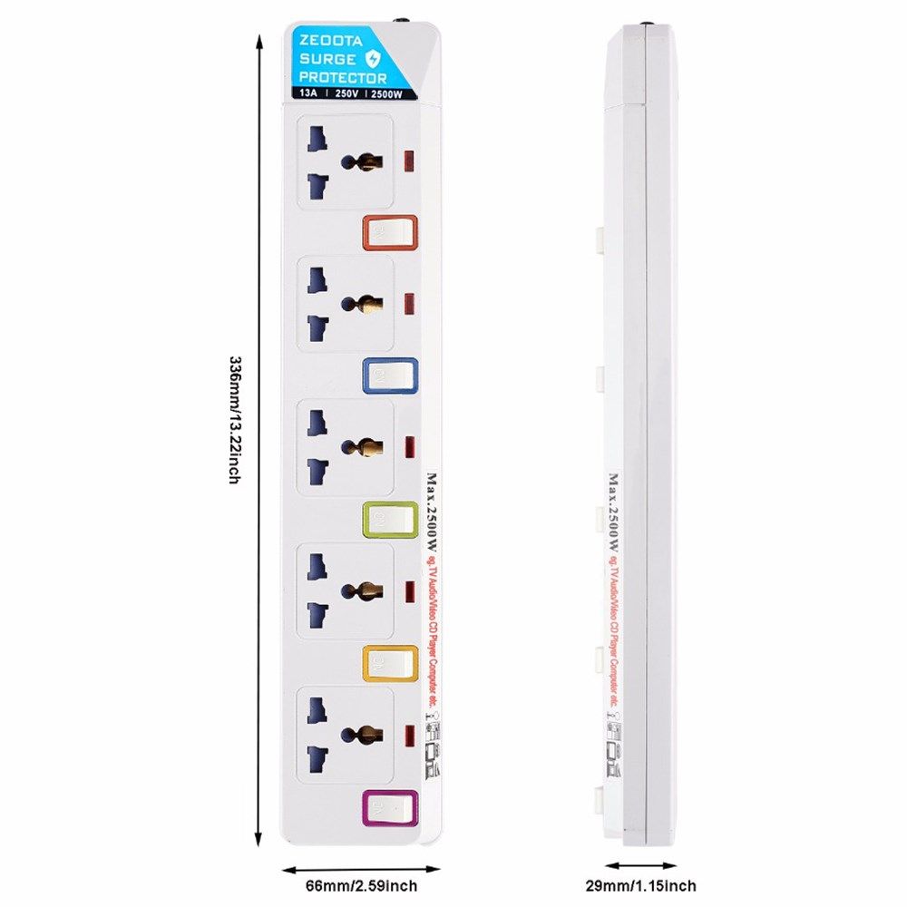 Extension Lead Power Strip Cord Individual Switched Outlet O
