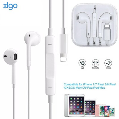 Wired Lightning earphones for iPhone 7 8 8P X XR XS Max HiFi