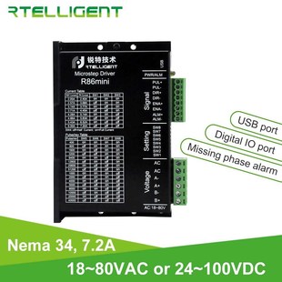 R86mini Nema 34 7.2A Stepper Motor Driver 18~80VAC 24~100VDC