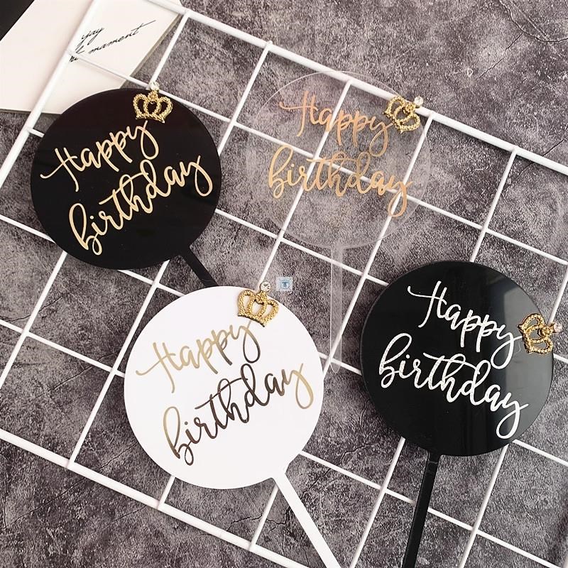 Personalized Acrylic  ‘'Happy Birthday'' Cake Topper Pink