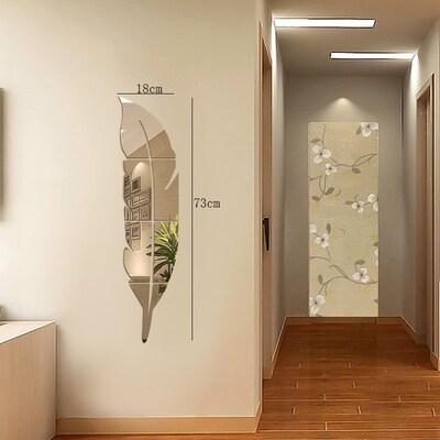 Wall-Sticker Mural Vinyl Decal 3d Mirror Feather-Plume Home-