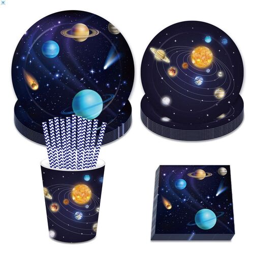 New Space Planet party Plate Napk cups Tableware stars