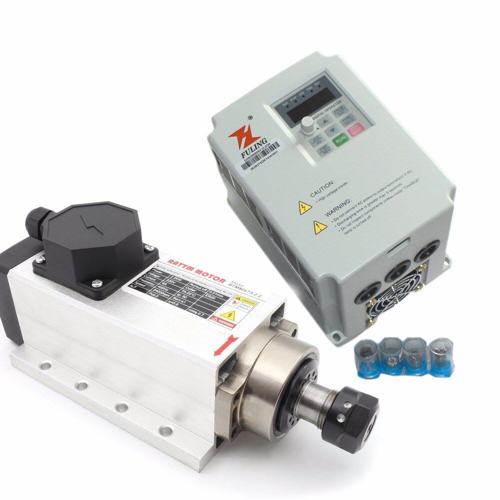 Square 2.2kw Air cooled Spindle motor ER20 runout-off 0.01mm