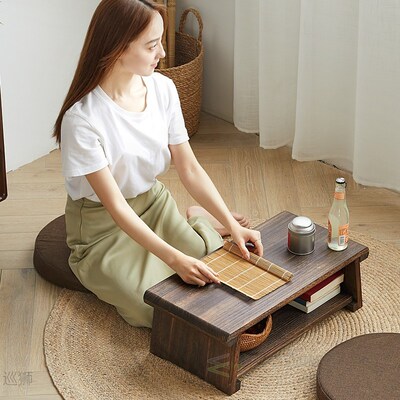 Tatami Japanese zen balcony kang table solid wooden desk tea