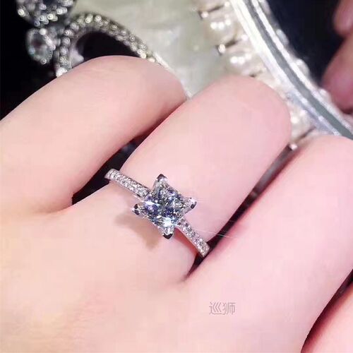 D Color Mulberry stone Ring Princess Square Diamond Ring 1 c