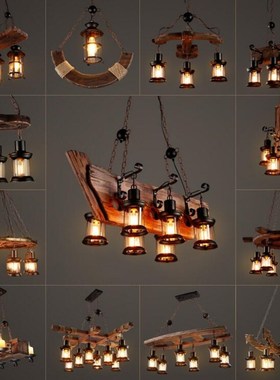 Americal Retro Industrial Rustic Wood Chandeliers Loft Bar K
