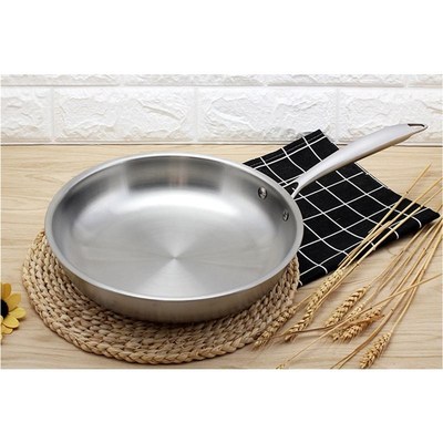 1pc 28CM Stainless Steel Frying Pan Uncoated Non-Stick Skill