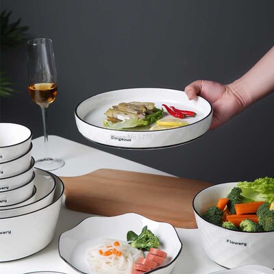 Nordic Dishes Set Diamond Pattern Jingdezhen Ceramic Tablewa