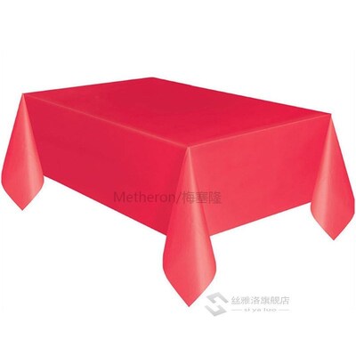 Plastic Rectangle Table Cover Cloth Wipe Clean Party Red Whi